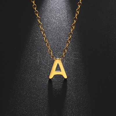 201 Stainless Steel Initial Pendant Necklaces FS-WG78A3B-01-1