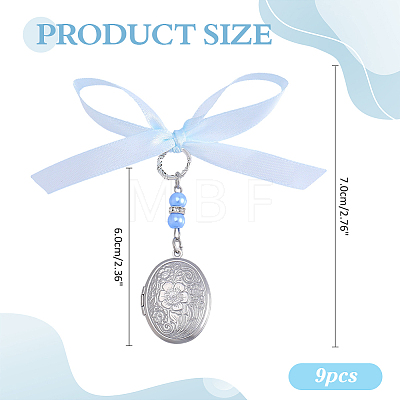 9Pcs 316 Surgical Stainless Steel Locket Pendants PALLOY-ME00040-1