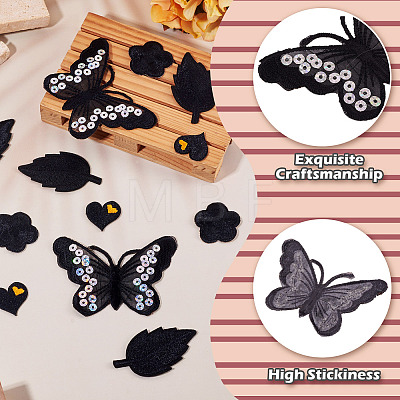 40Pcs 4 Styles Polyester Embroider Thread Iron on/Sew On Patches PATC-TA0001-45B-1