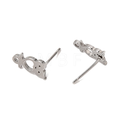 304 Stainless Steel Owl Stud Earring Findings SA-CBAAD0D-04P-1