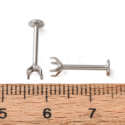 304 Stainless Steel Prong Earring Settings SA-CBA8B85-11B-03-1
