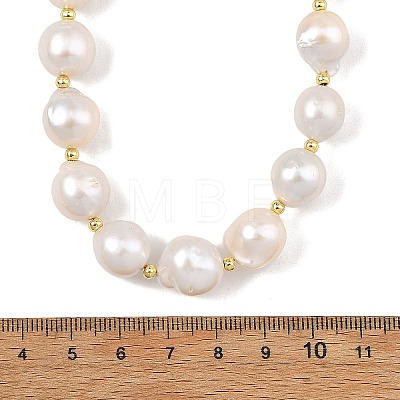 Natural Baroque Pearl Keshi Pearl Potato Beaded Necklaces NJEW-JN06485-1