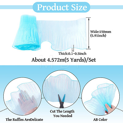 5 Yards Polyester Ruffled Ribbon OCOR-TA0004-06E-1