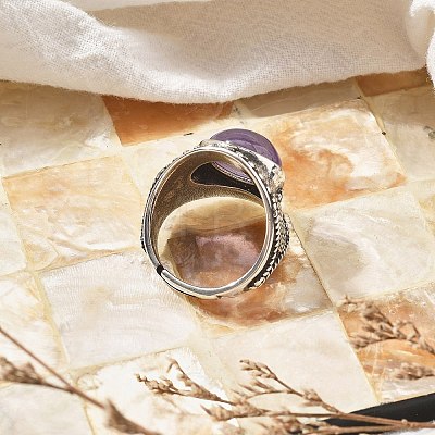 Natural Amethyst Adjustable Rings RJEW-I108-03AS-09-1