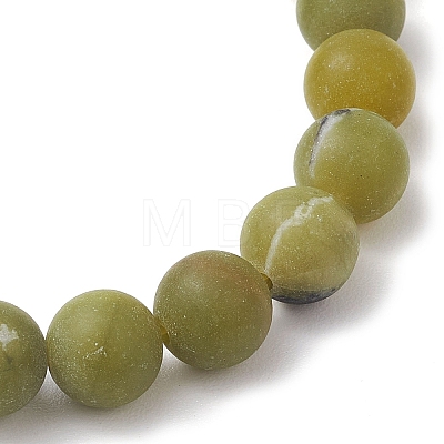 Frosted Natural TaiWan Jade Round Beaded Stretch Bracelets for Women Men BJEW-JB11478-02-1