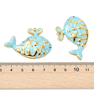 Ocean 304 Stainless Steel Enamel Pendants X-STAS-T076-08F-03G-1