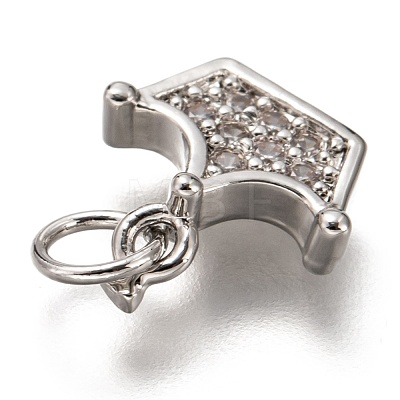 Brass Micro Pave Clear Cubic Zirconia Charms ZIRC-C020-39P-1