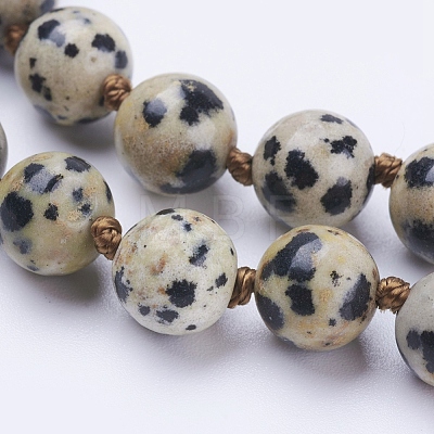Natural Dalmatian Jasper Beaded Necklaces NJEW-P202-36-A33-1