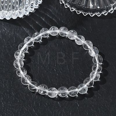 Natural Quartz Crystal Round Beaded Stretch Bracelets GG-CBA12F1-02C-12-1