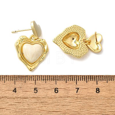 Heart Brass Enamel Stud Earrings EJEW-Z086-17G-01-1