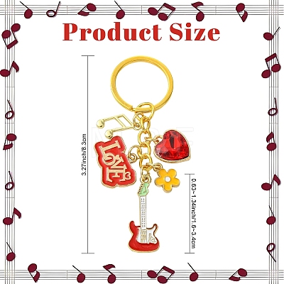 Glass Rhinestone & Alloy Enamel Keychains KEYC-YW00293-1