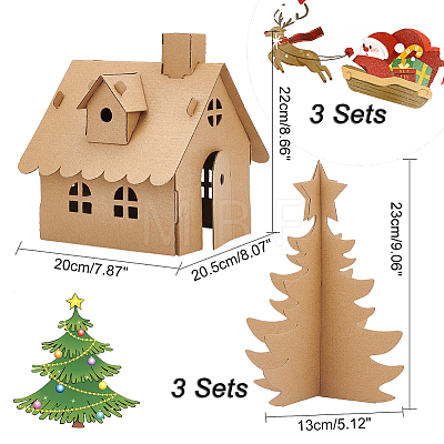  6 Sets 2 Style Unfinished Cardboard 3D Puzzles AJEW-NB0005-36-1
