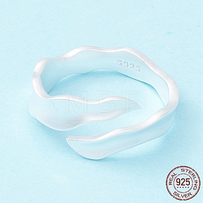 925 Sterling Silver Matte Cuff Ring RJEW-Z011-01S-1