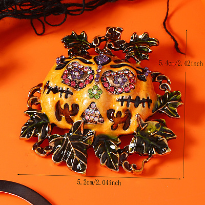 Halloween Alloy Enamel Pumpkin Brooches for Women SC0855-2-1