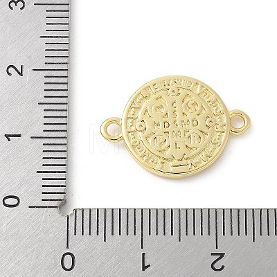 Brass Saint Benedict Medal Connector Charms KK-P294-01G-1