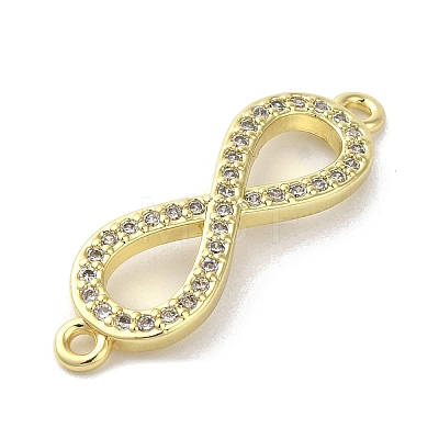 Rack Plating Brass Micro Pave Clear Cubic Zirconia Infinity Connector Charms KK-C052-42B-G-1