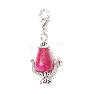 Natural Crackle Agate Teapot Pendant Decorations HJEW-JM04734-01-1