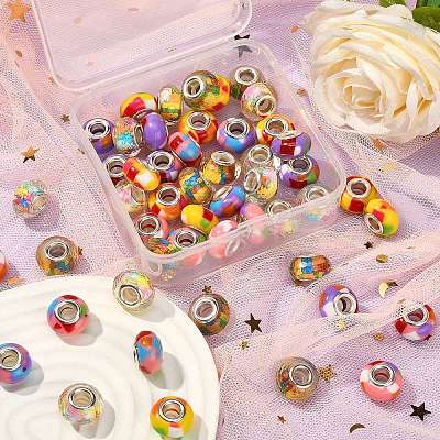 50Pcs 5 Colors Resin European Beads RESI-CJ0002-41-1