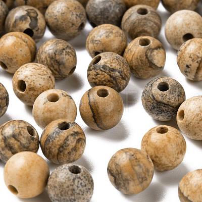 100Pcs 8mm Natural Picture Jasper Beads DIY-LS0002-30-1