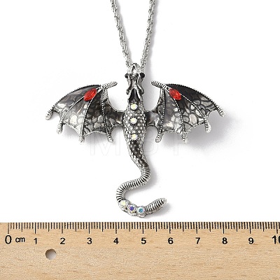 Alloy Enamel Dragon Pendant Necklaces NJEW-V005-01AS-02-1