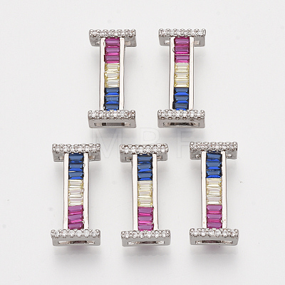 Brass Cubic Zirconia Slide Charms ZIRC-S063-01I-P-1