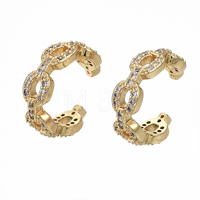 Brass Cubic Zirconia Cuff Earrings EJEW-R114-008G-NF-1