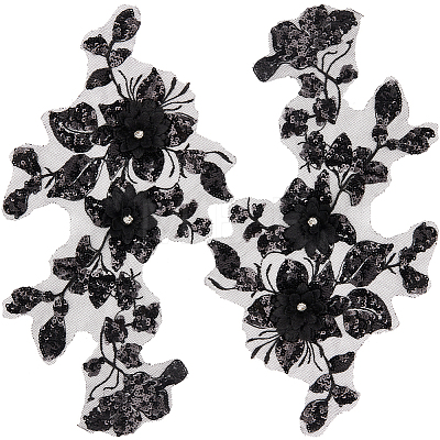 3D Flower Polyester Embroidery Sew on Appliques PATC-WH0012-33A-1