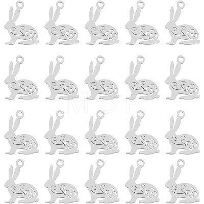 20Pcs 201 Stainless Steel Bunny Pendants STAS-HY0001-02P-1