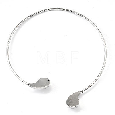 304 Stainless Steel Teardrop Open Cuff Choker Necklaces for Women NJEW-R003-01P-01-1