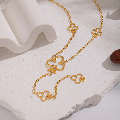 304 Stainless Steel Hollow Flower Pendant Tassel Y Chain Necklaces for Women KY1138-1