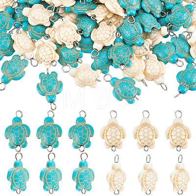 100Pcs 2 Colors Dyed Synthetic Turquoise Connector Charms PALLOY-AB00150-1