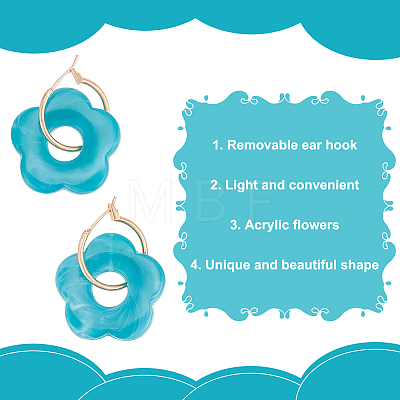ANATTASOUL 6 Pairs 6 Colors Cute Acrylic Flower Dangle Hoop Earrings EJEW-AN0003-47-1