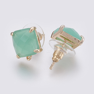 Faceted Glass Stud Earring Findings GLAA-F084-C08-1