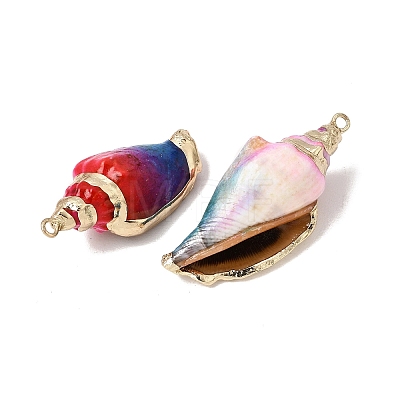 Brass & Spray Painted Natural Shell Pendants SH-CBA27C9-08-1