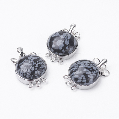 Natural Snowflake Obsidian Box Clasps G-E427-01P-1