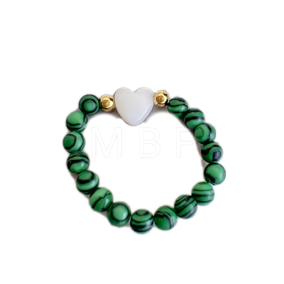 Round Synthetic Malachite Stretch Rings PW-WG2083B-03-1