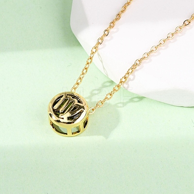 Brass Pave Cubic Zirconia Birth Stone Constellation Pendant Cable Chain Necklaces NJEW-D334-01G-01-1