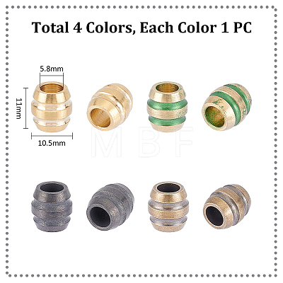 Unicraftale 4Pcs 4 Colors Brass European Beads KK-UN0001-84-1
