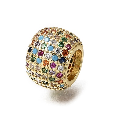 Brass Micro Pave Cubic Zirconia European Large Hole Beads KK-C262-17G-04-1