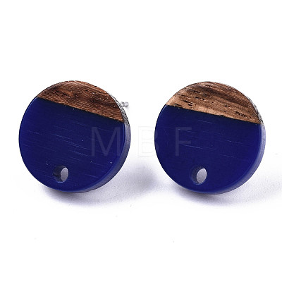 Opaque Resin & Walnut Wood Stud Earring Findings MAK-N032-007A-B01-1