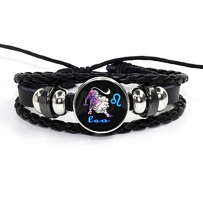 Constellation PU Leather & Glass Triple Layer Multi-strand Bracelets PW-WGDAEC6-02-1