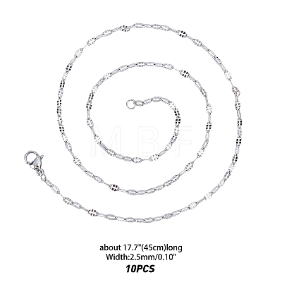 Unicraftale 304 Stainless Steel Dapped Cable Chain Necklaces STAS-UN0017-66P-1