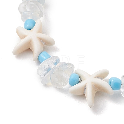 Synthetic Turquoise & Opalite & Glass Seed Bead Bracelets for Women BJEW-JB13228-1
