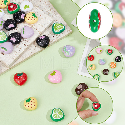 40Pcs Printed Opaque Acrylic Beads MACR-PA0001-76-1