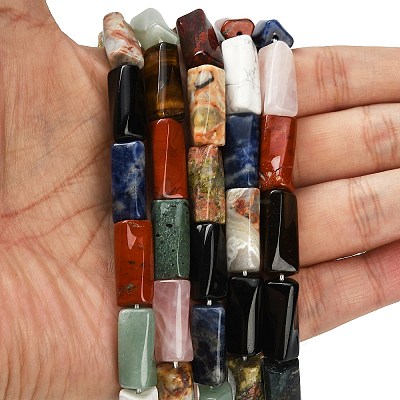 Natural Mixed Gemstone Beads Strands G-C220-A01-9x20mm-1