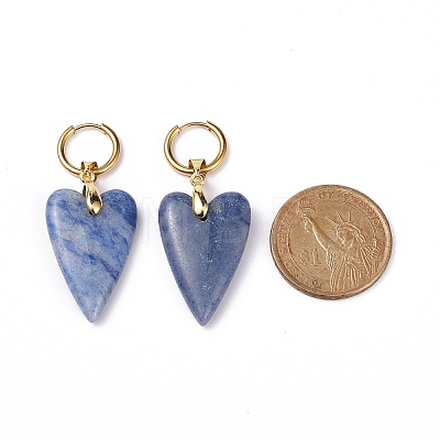 Heart Gemstone Dangle Hoop Earring for Women EJEW-JE05101-1