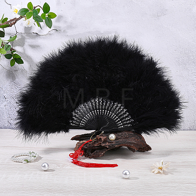 Plastic & Feather Folding Fan AJEW-WH20130-171C-1