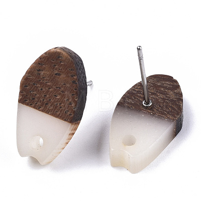 Opaque Resin & Walnut Wood Stud Earring Findings MAK-N032-010A-B04-1