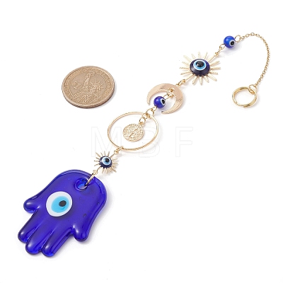 Blue Evil Eye Lampwork Pendant Decorations HJEW-JM01603-01-1