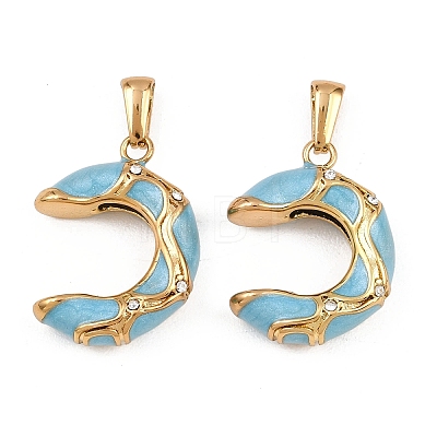 304 Stainless Steel Rhinestone Pendants STAS-P438-01G-01-1